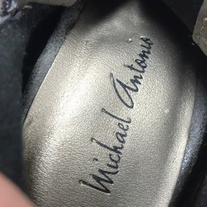 Michael Antonio heels grey ankle slits